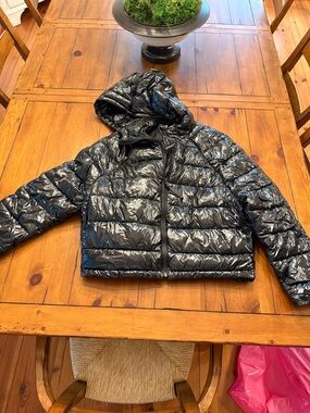 Zara Black Shiny Hooded Puffer Jacket for Kids